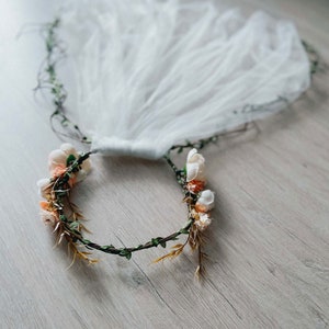 Blumen Stirnband Haarband Blumenmädchen Schleier Blumenkrone Mädchen erste Heilige Kommunion Schleier Weiß Hochzeit 1 Kommunion Blumenmädchen Schleier Boho Kronenschleier
