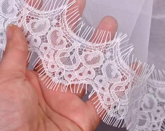 Chantilly lace cathedral veil Scalloped Chantilly Veil Mantilla Lace Wedding VeilCatholic Wedding Veil boho lace edged veil Flower Lace veil