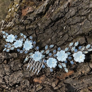 Blue opal teal hair piece beach wedding hair Bridal Floral Hair Comb Boho Bridal Hair Vine Opal Moonstone Headband Floral Hair Jewelry