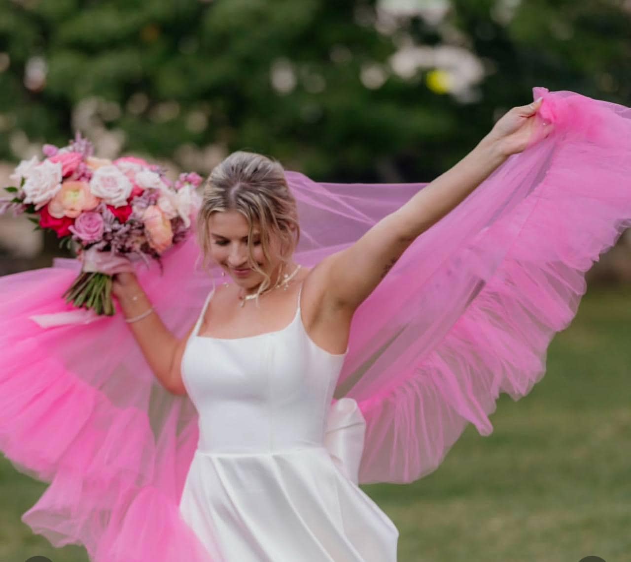 Pink Wedding Veil With Ruffles Pink Bridal Veil Hen Party Veil