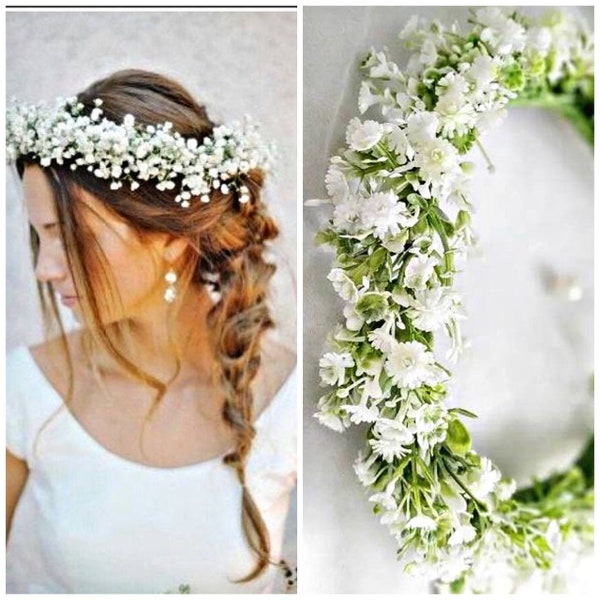 Babys Breath flower Crown  First Communion Crown Dried Babys Breath wreath Preserved  Natural bridal hair wreath Babys breath hair comb