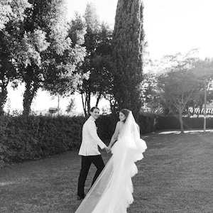 Ruffled edge Detail bridal Veil Frill tulle veil Unique Wedding Veil Cathedral Veil Bridal Wedding Veil Fringe tassel veil With Ruffles image 6
