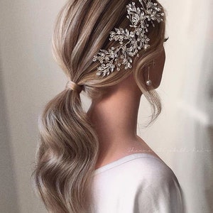 Crystal side bridal headpiece Bohemian bridal headpieces Rhinestone wedding head piece Bridal hair vine wedding Hair piece for bride image 3