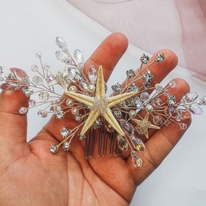 Starfish hair comb Destination Mermaid Comb Beach wedding Starfish Hair Clip Starfish headpiece for short hair ocean seashell crown