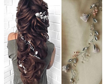 Bridal hair vine Boho wedding hair accessories Floral hair piece Pearl headpiece Wedding hair wreath beach wedding delicate hair piece