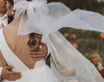Tulle Bride Hair Bow glitter bridal bow veil wedding hair bow bridal hair bow Veil Alternative Bridal Hair Accessories airy wedding bow
