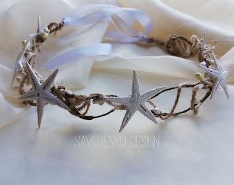 Starfish Wedding Hair Crown: Rustic Beach Headpiece