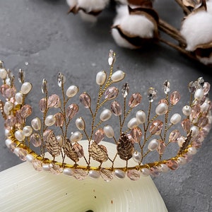 Laurel leaf tiara Wedding tiara Gold Laurel leaf crown Crystal tiara Bridal crown Wedding Hair Piece Bridal golden halo Grecian headpiece image 7