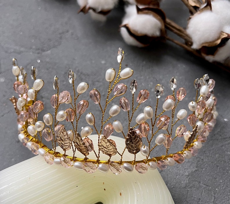 Laurel leaf tiara Wedding tiara Gold Laurel leaf crown Crystal tiara Bridal crown Wedding Hair Piece Bridal golden halo Grecian headpiece image 7