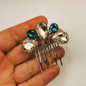Peigne de mariée émeraude, bandeau en strass vert, peigne de mariage, pince à cheveux avec strass Swarovski, accessoire de mariée vert