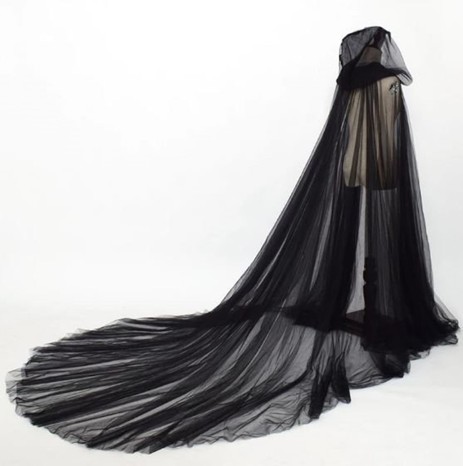 Tulle Hooded Cape Hooded Wedding Veil Simple Cape Veil Bridal Etsy