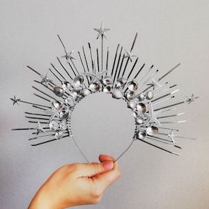 Sunburst Silver Starfish crown Star crown Boho wedding crown Beach wedding crown Star crown for hen party Angel halo Halo sun burst crown