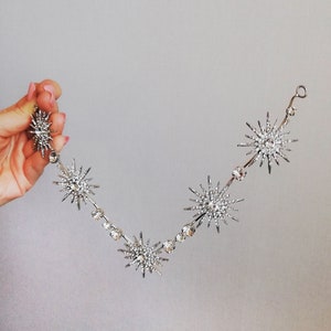Celestial wedding headpiece for bride Star hair piece Celestial hair accessory Starburst bridal halo Silver star hair vine goddess headpiece