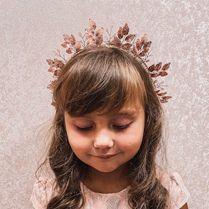 rose gold leaf crown rose gold bridal tiar ,flower girl headpiece autumn hair piece autum facinator silver greek bridal crown bridal crown