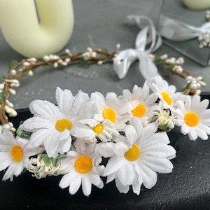 Madeliefjesbloemenkroon Bloemenmeisje voorstel Witte bloemenkroon Babyshower Midzomerbloemenkroon Bruidskransen Bruidskronen Bruidsfeestcadeau