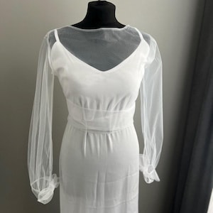 Wedding topper long sleeve Tulle wedding jacket  bridal top Sheer bridal cover up Capelet Wedding bolero Bridal separates mesh bridal bolero