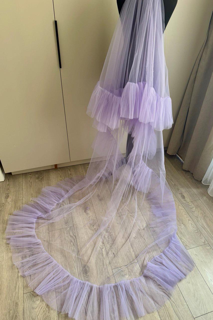 Lavender Ruffle Wedding Veil Violet Bridal Veil Dusty Lilac Veil