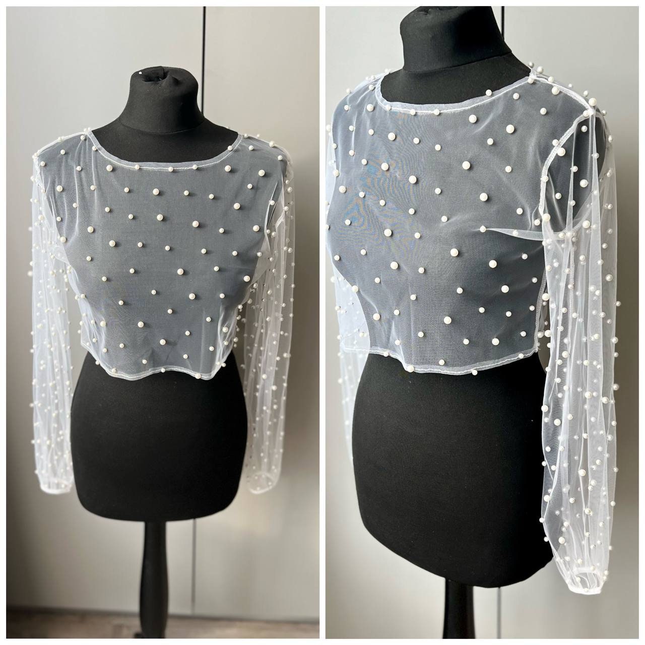 Ivory Pearl Beaded Crop Top // Heavily Embellished Top W/ Cream Faux Pearls  -  Norway