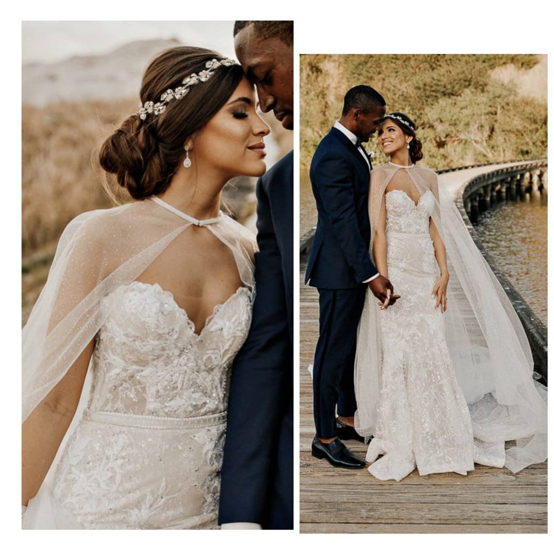 Glitter Hooded Veil Sparkling Cape Veil Wedding Veil Cape Cathedral