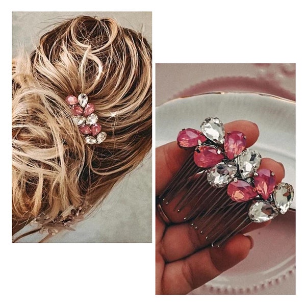 bridal hair comb rose gold hair piece swarovski small opal hair clips headband mariage wedding headpiece mermaid headband adult tocado novia