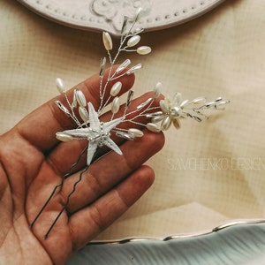 flower hair clip bridal beach wedding hair accessories tropical headpiece seashell hair clip starfish bridal hair pieces boho hair shell