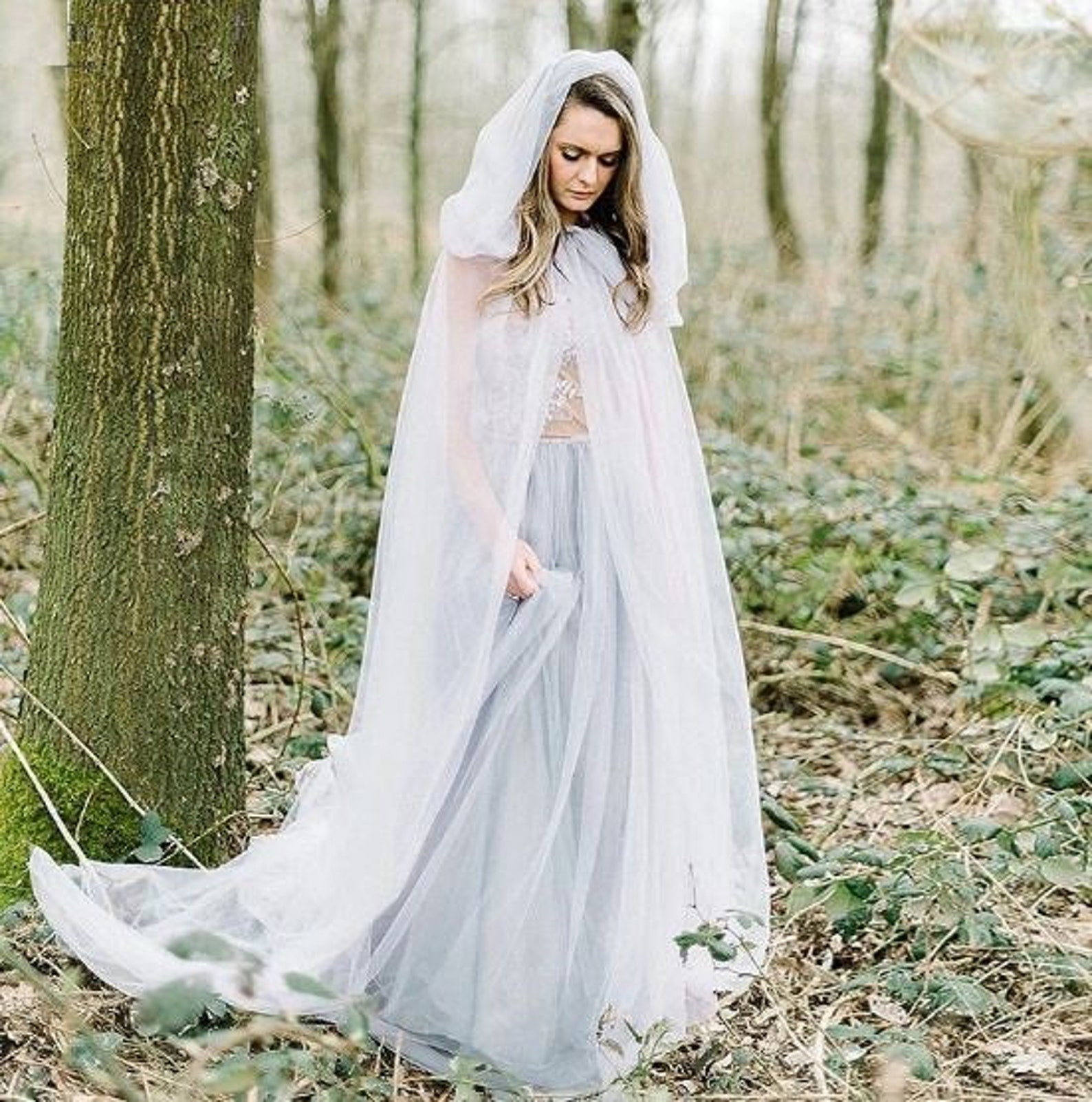 Tulle Hooded Cape Hooded Wedding Veil Simple Cape Veil Bridal Etsy