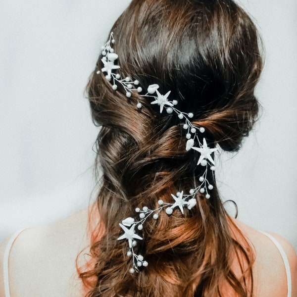 Hochzeit am Strand Haarschmuck Muschel Haarteil Sea Shell Stirnband Meerjungfrau Braut Krone Seestern Haarranke Meerjungfrau Kopfstück