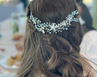 seafoam Beach wedding hair accessories mermaid headband blue seashell hair vine mermaid adult starfish crowns seashell headband seash