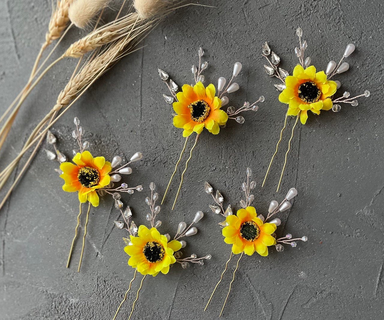 Sunflower Hair accessory with French clip Sunflower Hair Clip(small) - Buy on Upcycleluxe main image 2