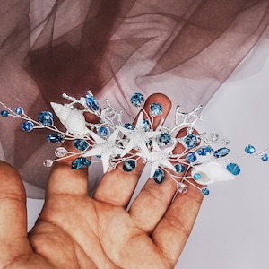 beach wedding hair accessories valentines day gift for her something blue hair comb starfish hair piece for bride mermaid wedding hair clip