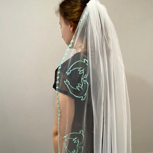 Beach wedding veil dolphin Beach wedding veil  Mermaid Bride veil Starfish Veil Beach Bride Veil Tropical Beach veil Ocean Shell veil