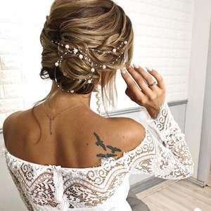 Minimalistischer Perlen-Hochzeitshaarkranz: Boho-Brautstirnband