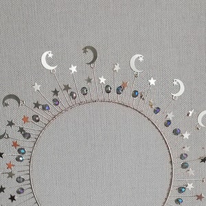 Celestial headpiece Starry night Crystal headpiece Celestial wedding Celesti moon headpiece halo cosplay Celestial halo crown Star Headband