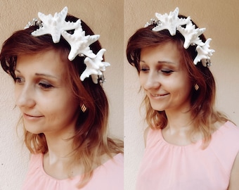 Seashell Crown: Boho Mermaid Headband with Moonstone Beads
