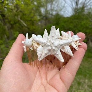 Starfish Hair Comb Bridal Hair Accessories Seashell Hair Piece Wedding Minimalist Shell Headpiece Beach Wedding Hair Piece Beach Hair Clip image 7