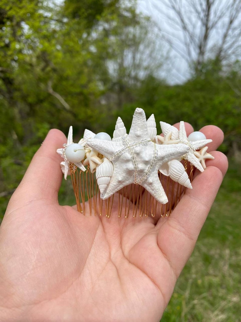 Starfish Hair Comb Bridal Hair Accessories Seashell Hair Piece Wedding Minimalist Shell Headpiece Beach Wedding Hair Piece Beach Hair Clip image 7