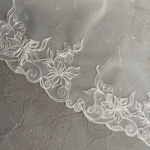 Wedding veil chapel length Drop veil with floral veil kate middleton Embroidered cathedral veil Royal length wedding veil Cathedral veil