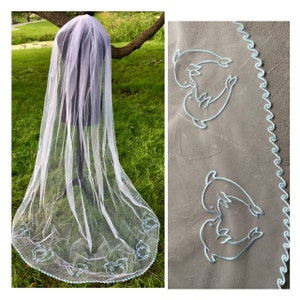 Beach wedding veil dolphin Beach wedding veil  Mermaid Bride veil Starfish Veil Beach Bride Veil Tropical Beach veil Ocean Shell veil