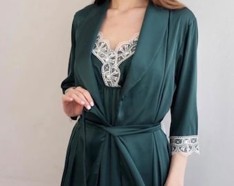 Bata de dama de honor de satén, regalo para la fiesta de bodas, batas para damas de honor, conjunto para prepararse, kimono nupcial, bata de novia, bata de novia