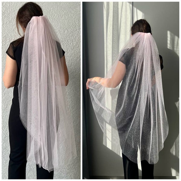 Dusty Pink Blush Bridal Veil Blush Rose Wedding Veil Blush Pink Sparkle Veil Shimmer Veil Light pink wedding veil Pale Rose Veil