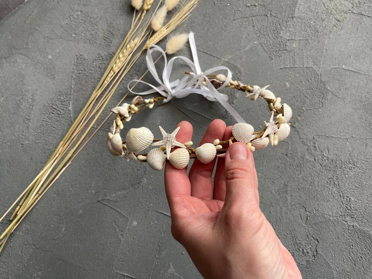 Fascia Elastica Per Capelli Con Stella Marina, Conchiglie E Fiori: Accessorio Sirena Boho Per Donna E Ragazza - 3
