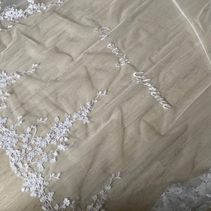 Veil lettering embroidery