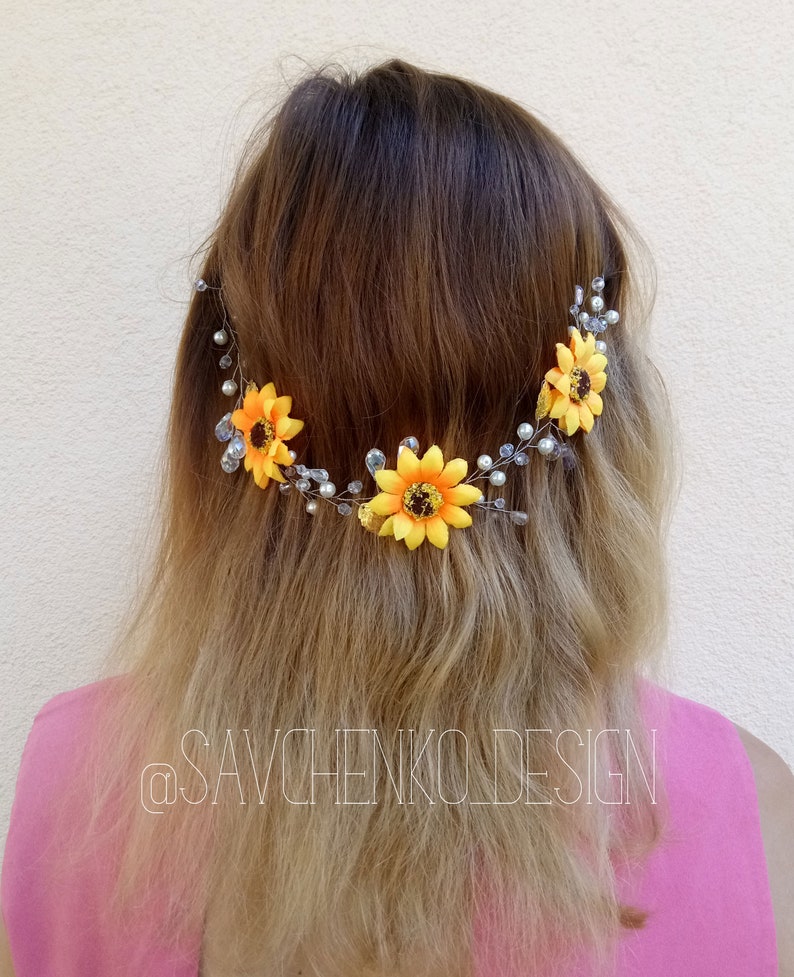 sunflower wedding hair piece