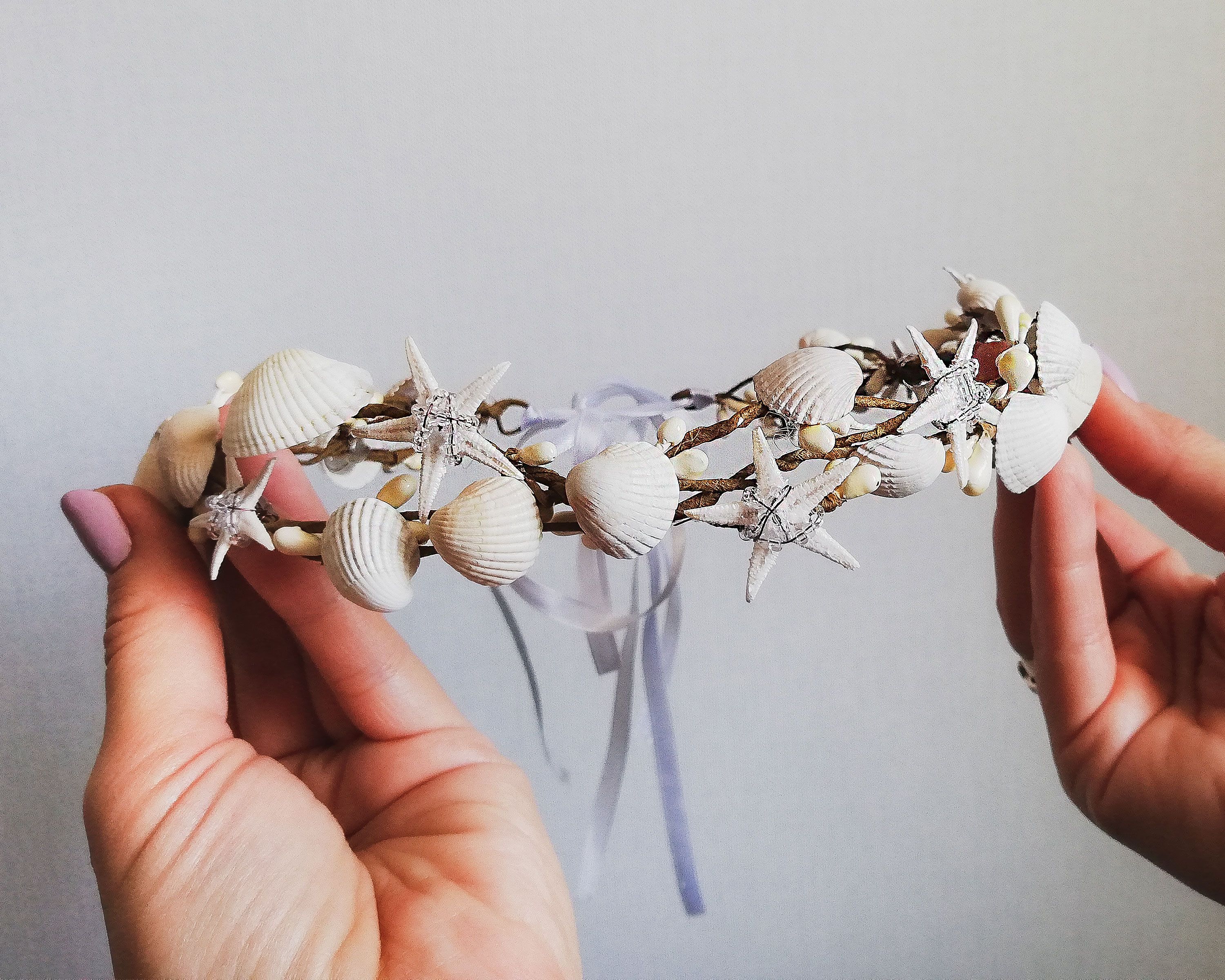Fascia Elastica Per Capelli Con Stella Marina, Conchiglie E Fiori: Accessorio Sirena Boho Per Donna E Ragazza - 2