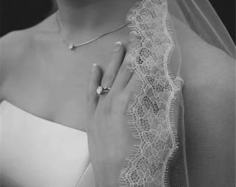 Lace Mantilla Veil Ivory Lace Edge Mantilla veil Chantilly lace edge veil Lace Trim Wedding Veil Spanish Lace Elegant Cathedral Lace Veil