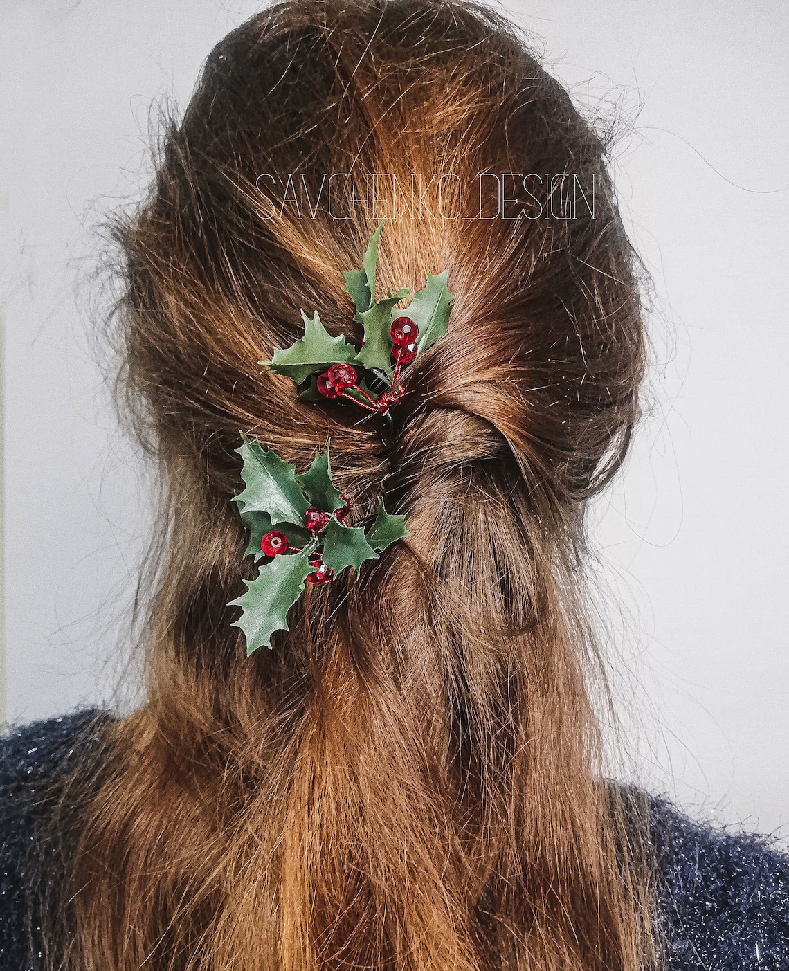 Holly Hair Clip Christmas Hair Piece Christmas hair image 3