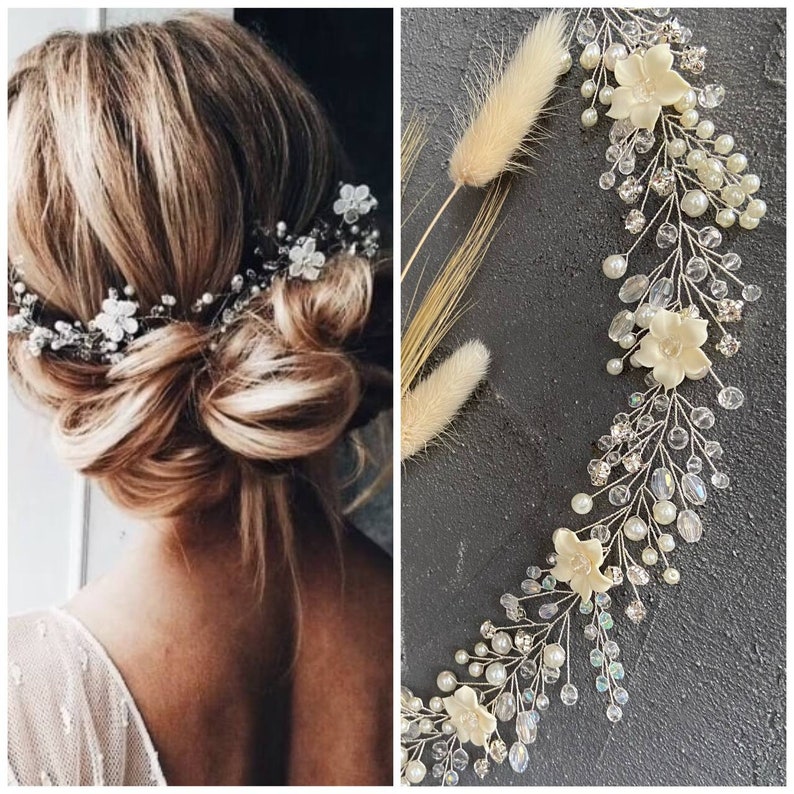 Bridal Hair Vine Wedding Hair Accessories Boho Floral Hair Etsy