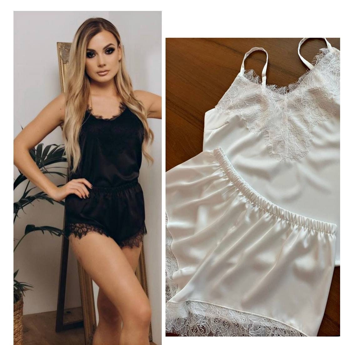 Lace Sleepwear for Women, Bridal Lace Pajama Pants Set, Camisole Getting  Ready Outfit, Without Lace Top, Lace Pajama Set 