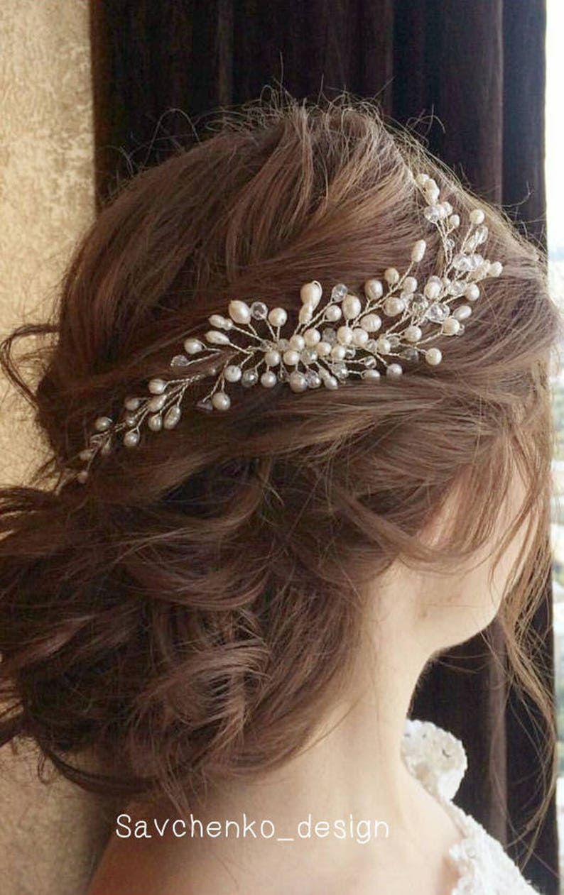 Pearl Bridal Headpiece Rose gold hair comb Braut haarschmuck hair accessories Crystal hair comb minimalist hair comb