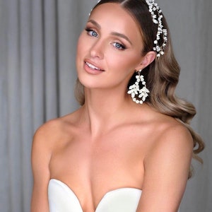 Bridal flower Crown Celestial wedding tiara Headband with Flowers Floral Bridal Tiara Bridal Headpiece White Flower Hair Wreath Beach wed image 7